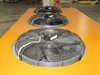 Deltatherm RKV 11.2 chiller top view showing three 500 mm axial condenser fans on orange enclosure