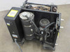 Affinity FWE-005C-CD38CA chiller – interior top-open view showing compressor, circulation pump motor, refrigerant plumbing, and copper tubing with covers removed