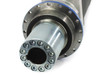Close-up of Wittenstein Alpha TP010S gearbox output flange – showing hollow output bore with bolt circle and blue O-ring seal