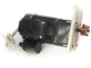 Bodine 42R5BFCI-E3 gearmotor bottom-side view showing gear housing, capacitor assembly, and output shaft with red fitting