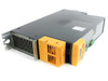 Parker AC890CS module – bottom-rear angled view showing large heatsink fins, yellow operator panel housing, and green terminal connectors