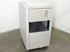 HP 9000 E35 server in HP C2785A rack enclosure — three-quarter front view showing upper HP Systems bezel and lower server bay with open card cage area