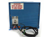 Johnson Matthey HP-100 Hydrogen Purifier rear panel — perforated blue enclosure, DANGER label, FEED and PURE gas fittings panel, and wiring harness