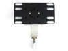 Newport 460P-X linear stage — bottom-rear view showing underside of top plate with slotted mounting holes and micrometer actuator shaft