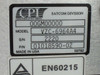 CPI VZC-6964A4 identification label showing: model VZC-6964A4, S/N 2220, P/N 01018590-02, Made in USA, CPI Satcom Division, and EN60215 certification mark