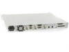 Paradise Datacom P300 satellite modem — rear panel overview showing BNC, DB9, DB15, and SCSI connectors plus AC inlet and cooling fan