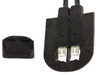 Rear view of Amphenol Helios H4 PV junction box showing two solder contact terminals and dust cap