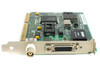 Intel EtherExpress 16 ISA card — angled bracket view showing BNC coax connector and 15-pin AUI D-sub connector