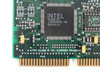 Intel EtherExpress 16 — close-up of main Intel 82596 controller chip marked 201969-221 µPD65046GD-189 and FCC ID EJMPCED PCLAB1XX