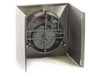 Dwyer 2003 Magnehelic gauge rear view showing Magnehelic movement mechanism, brass pressure fittings, and stainless steel panel mount