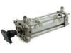 SMC CDBA2F80-250 tie-rod pneumatic cylinder with end lock and floating joint attached – left side view showing rod extended and flange mount