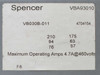 Spencer VB030B-011 Vortex Blower 3.4HP 220/460 VAC 3-Ph 3450RPM Model VBA93010