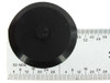 3M Easi-Air 7283 exhalation valve rear view with central stem, alongside ruler showing approximately 34 mm diameter