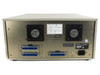 Sony WDC-610 rear panel full view — three Centronics drive connectors, dual cooling fans, DIP switch block, and IEC AC inlet