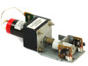 Canon Precision LN32-00403-N100 electric motor with Sayama RB-40RM-SO5 gearbox — right-side three-quarter view showing full assembly on metal mounting bracket