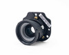 LCD projector 1.25 inch magnifying concave lens assembly with focal adjustment – angled front view showing lens elements and mounting flange