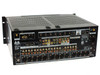 Marantz AV7702 rear panel showing full complement of XLR balanced outputs, RCA outputs, HDMI ports, network jack, and antenna connections
