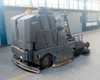 Nilfisk-Advance 3800 Floor Scrubber – rear three-quarter view showing recovery tank, steering column, and amber warning light