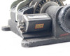 Moviola SYB synchronizer – close-up of Veeder-Root counter module with red and black label visible, counter reset mechanism, and crank shaft detail