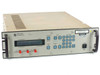 Miteq U-9453 C-Band upconverter – front panel view showing LCD display, keypad, and IF/RF frequency monitors