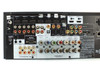 Anthem MRX 710 rear panel close-up showing RS-232, HDMI inputs, analog audio, optical, and speaker outputs
