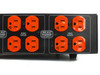 Furman ELITE-15 PF rear outlet bank close-up — audio outlets and video outlets labeled with 1800 Watt Maximum Capacity