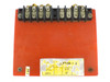 Industrial power transformer 130434-2 – top-down view of multi-tap screw terminal block and yellow label showing part number 130434-2 with MFG and QC fields