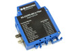 B&B Electronics FOSTCDR fiber optic converter front panel showing terminal block labels and DIP switch settings chart