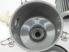 Solberg CSL-849-125HC filter housing – interior bowl view with element removed, showing inlet port seat, drain fitting, and gray coated interior