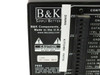 B&K Components CT600 label closeup showing model CT600, serial number 114016, 900W power rating, Made in the USA, and zone labels Dining, Kitchen, Patio