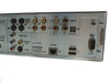 ReQuest F2 Media Server – rear panel close-up showing analog audio zones, digital coaxial and optical outputs, analog line in, network RJ-45, USB 2.0, and RS-232 serial port