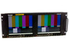 Marshall V-R842DP-AFHD dual 8.4in rackmount broadcast monitor — front view showing both screens active with color bars test signal