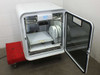 3D Systems CubePro Trio 401735 – front door open showing print bed, motion gantry, and filament spools inside chamber
