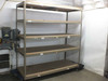 Heavy duty boltless rivet shelving unit 96x36x96 with 5 particle board shelves — full front view in warehouse setting