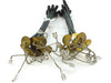 Rear view of cable lot showing brass 3/8-inch terminal clip ends with label tags attached to cable bundles