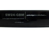 Pakedge SW24-GBM front panel label closeup — reads '24-Port Gigabit AVB Managed Switch with SFP' by Pakedge Device and Software Inc.
