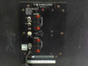 M&K V-3B rear panel close-up showing V-3B Subwoofer label, Made in U.S.A., input/output connections, filter settings, and serial number label
