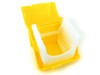 Fluoroware E124-60 silicon wafer case open showing yellow outer box and white A182-60MU no-latch Robox cassette insert