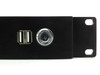 Fusion Research rackmount server – close-up of front panel right side showing dual USB 2.0 ports and keyed power button