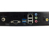 Fusion Research media server – close-up of rear I/O panel showing DC 12V 5A power input, HDMI, VGA, USB 3.0, USB 2.0, Gigabit LAN, audio jacks, and composite video