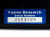 Fusion Research serial number label showing S/N 0023484