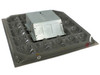Underside of Tate CCN1250 ConCore 1250 floor tile showing cementitious core structure with outlet box housing centered on panel
