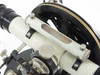 Side view of telescope tube and vertical circle with reversion level vial and clamp/tangent screw mechanism