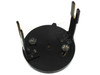 Underside of theodolite tribrach base plate showing three footscrew mounting points and locking mechanisms