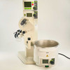 Buchi R-215 Rotavapor with V-850 Vacuum Controller and B-491 Heating Bath — front-right view showing glass arm assembly and power cord