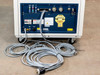 Bruker Cryo Platform Z49290 ECL 02 – rear panel close-up showing cable connections, warning labels, rear panel label, and multiple gray cables on floor