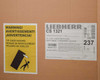 Liebherr CS 1321 — warning tip-over hazard label and model identification label showing left hinge configuration
