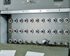 CHA Industries SEC-600 electron gun control panel — CB-1 through CB-22 circuit breaker array with frequency and lat/long sweep controls