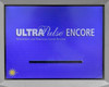 Lumenis UltraPulse Encore touchscreen displaying boot/splash screen: 'UltraPulse Encore – Aesthetic and Surgical Laser System' on blue background