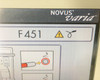 Lumenis Novus Varia touchscreen displaying fault code F451 with warning triangle and fiber optic connection diagram